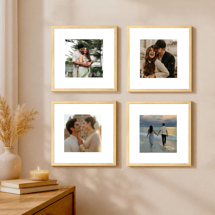 Wooden Photo Frame for living room, Aesthetic Cave Design Photo Frames for Photograph, Art Work, Certificates Set of 4