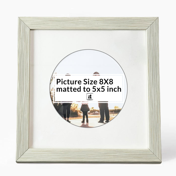 Engineered Wood Elegant Designed White Individual Photo Frame With Mat, Wall Mount.