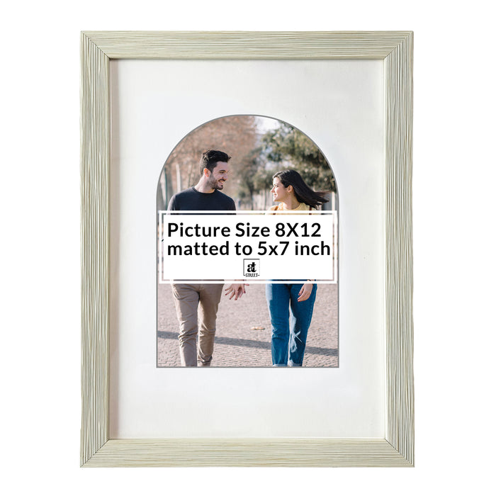 Engineered Wood Elegant Designed White Individual Photo Frame With Mat, Wall Mount.