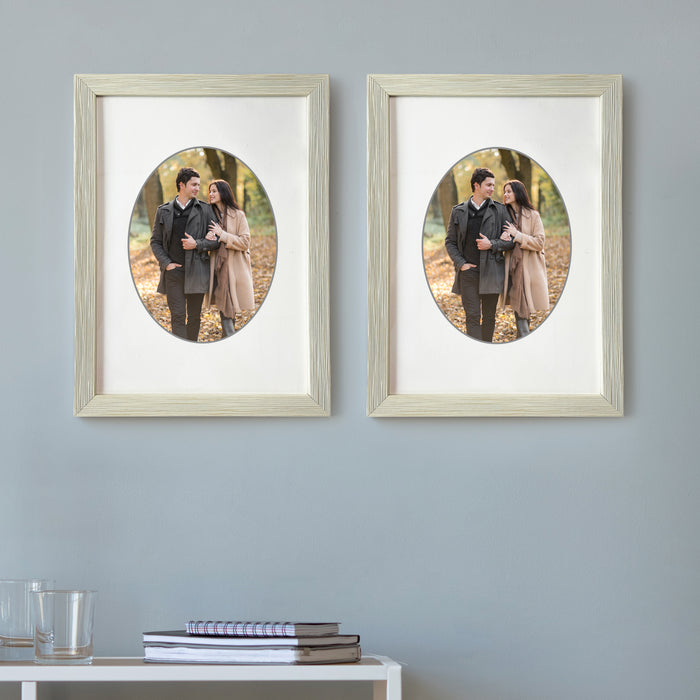 Engineered Wood Elegant Designed White Individual Photo Frame With Mat, Wall Mount.