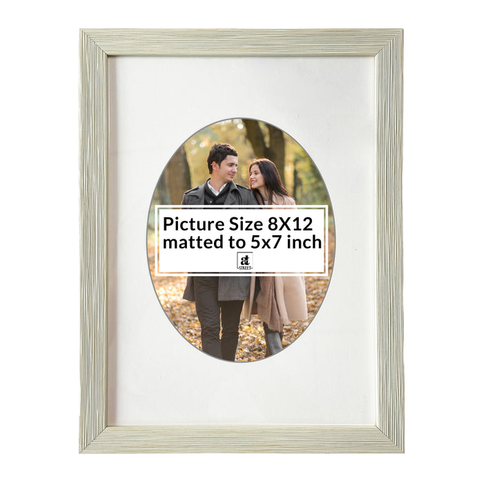 Engineered Wood Elegant Designed White Individual Photo Frame With Mat, Wall Mount.