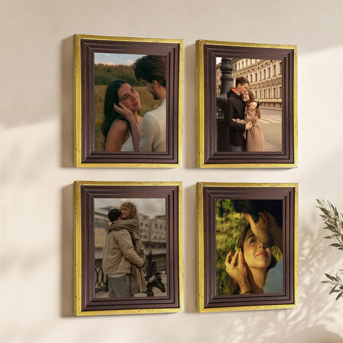 Wooden Photo Frame for living room, Aesthetic Cave Design Photo Frames for Photograph, Art Work, Certificates Set of 4