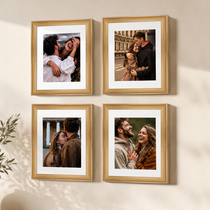 Wooden Photo Frame for living room, Aesthetic Cave Design Photo Frames for Photograph, Art Work, Certificates Set of 4