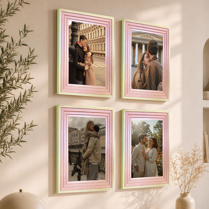 Wooden Photo Frame for living room, Aesthetic Cave Design Photo Frames for Photograph, Art Work, Certificates Set of 4