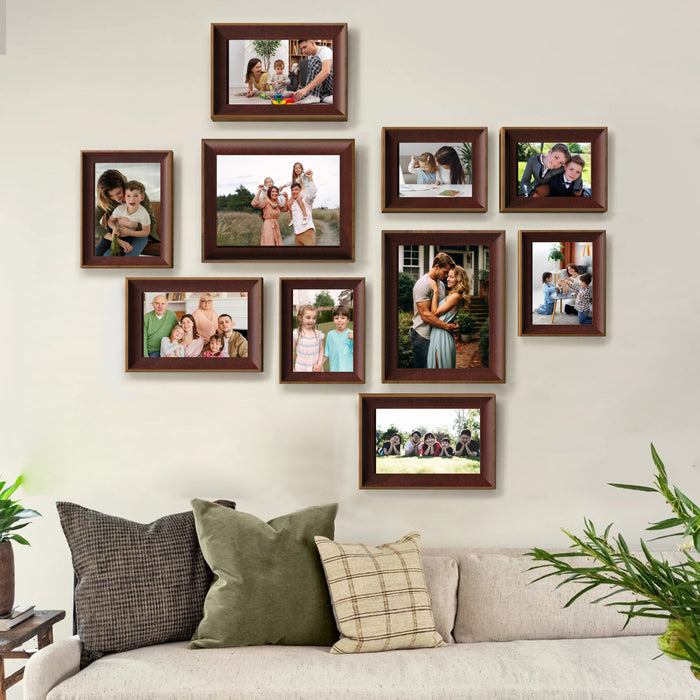 Art Street Set of 10 Warmth Premium 3D Photo Frame for Home Decor. Brown, 6x8, 6x10, 8x10 Inches)