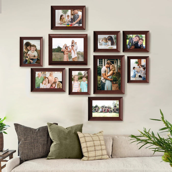 Art Street Set of 10 Warmth Premium 3D Photo Frame for Home Decor. Brown, 6x8, 6x10, 8x10 Inches)