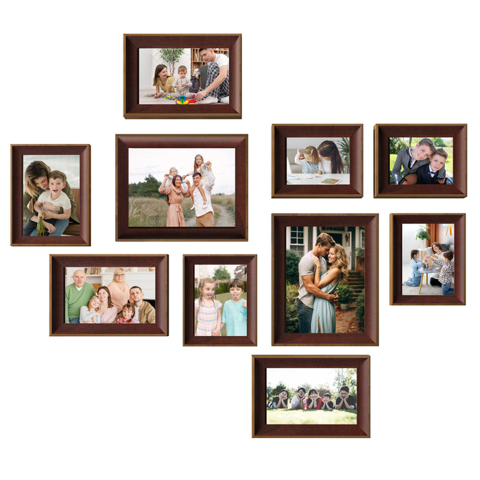 Art Street Set of 10 Warmth Premium 3D Photo Frame for Home Decor. Brown, 6x8, 6x10, 8x10 Inches)