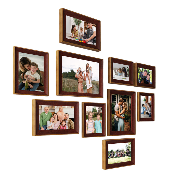 Art Street Set of 10 Warmth Premium 3D Photo Frame for Home Decor. Brown, 6x8, 6x10, 8x10 Inches)