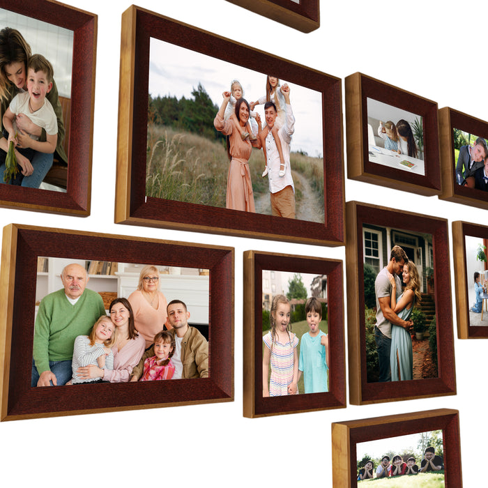 Art Street Set of 10 Warmth Premium 3D Photo Frame for Home Decor. Brown, 6x8, 6x10, 8x10 Inches)