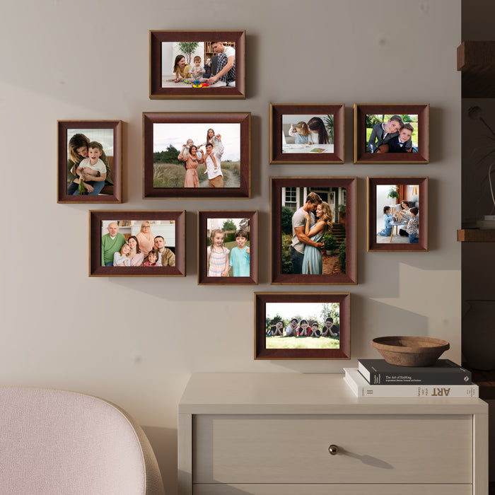 Art Street Set of 10 Warmth Premium 3D Photo Frame for Home Decor. Brown, 6x8, 6x10, 8x10 Inches)