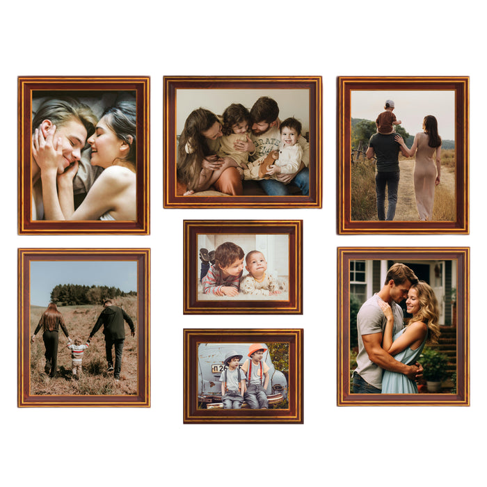 Art Street Set of 7 Enchantment Premium 3D Photo Frame for Home Decor (Brown, 5x7, 8x10 Inches)