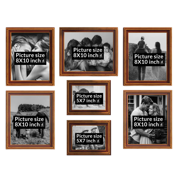 Art Street Set of 7 Enchantment Premium 3D Photo Frame for Home Decor (Brown, 5x7, 8x10 Inches)