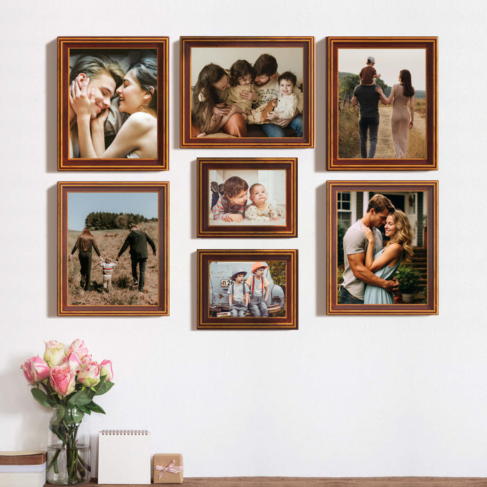 Art Street Set of 7 Enchantment Premium 3D Photo Frame for Home Decor (Brown, 5x7, 8x10 Inches)