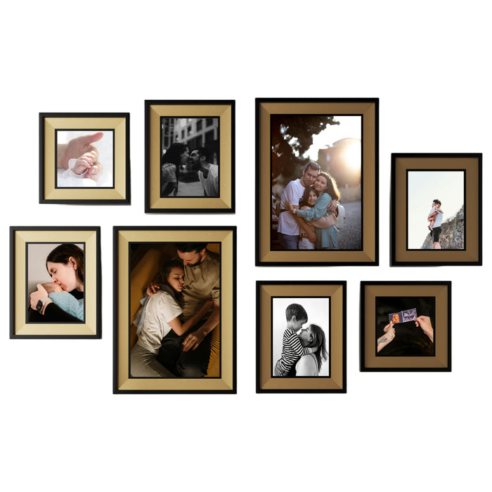 Art Street Set of 8 Zest Premium 3D Photo Frame For Home Decor (Brown-Black, 8x12, 6x8, 5x5 Inches)