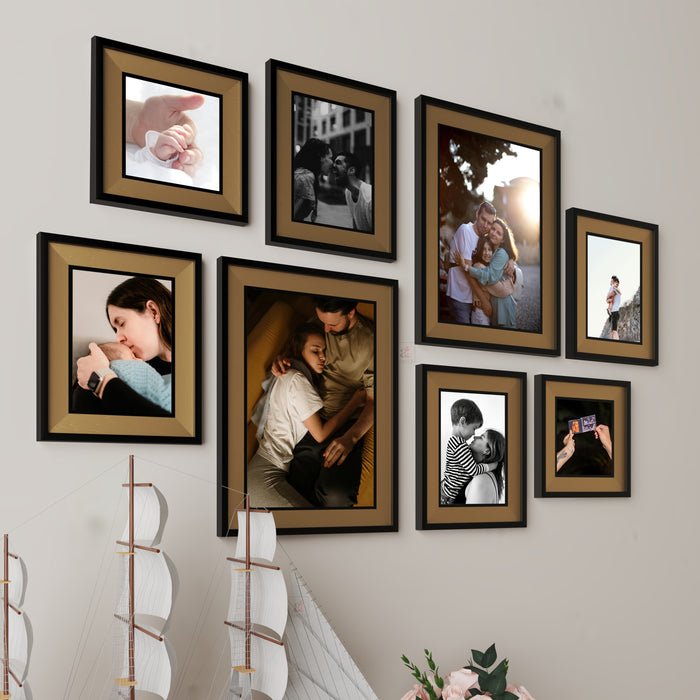 Art Street Set of 8 Zest Premium 3D Photo Frame For Home Decor (Brown-Black, 8x12, 6x8, 5x5 Inches)