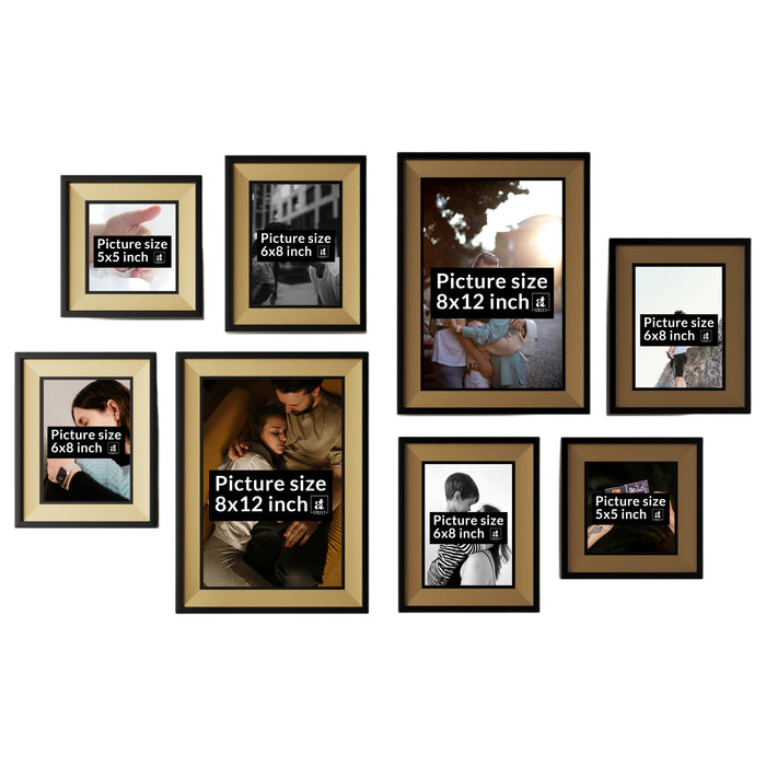 Art Street Set of 8 Zest Premium 3D Photo Frame For Home Decor (Brown-Black, 8x12, 6x8, 5x5 Inches)