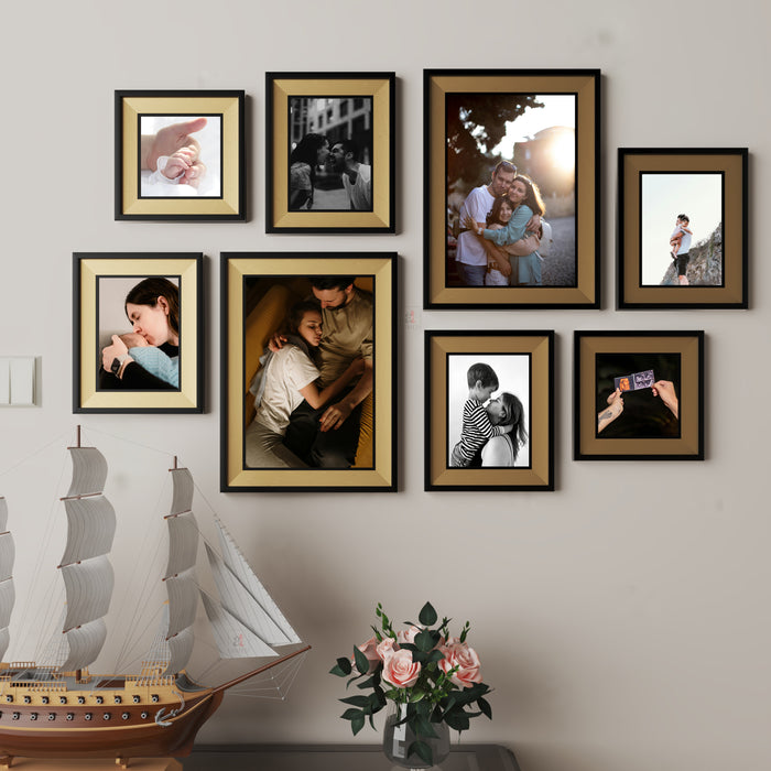 Art Street Set of 8 Zest Premium 3D Photo Frame For Home Decor (Brown-Black, 8x12, 6x8, 5x5 Inches)