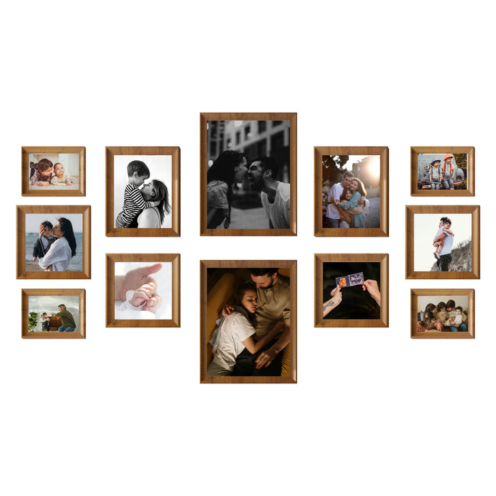 Art Street Set of 12 Zing Premium 3D Photo Frame for Home Décor (Brown, 8x8, 6x8, 5x7 Inches)