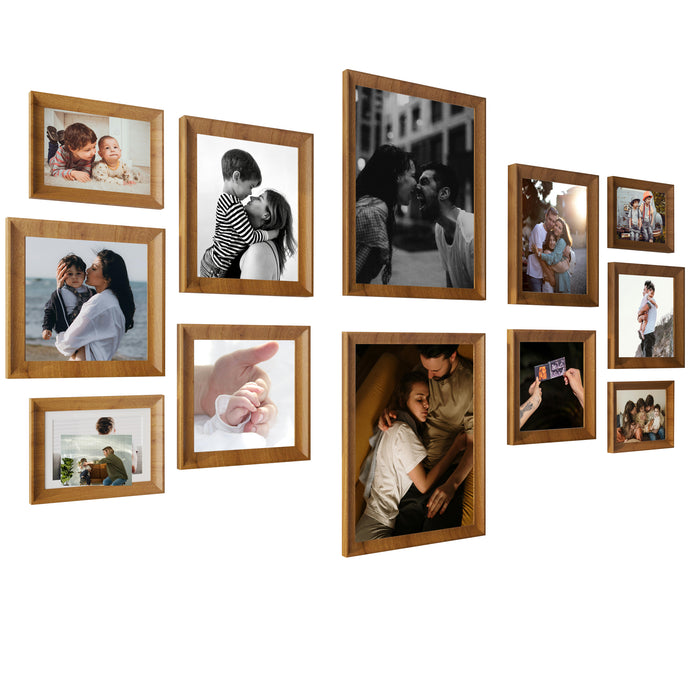 Art Street Set of 12 Zing Premium 3D Photo Frame for Home Décor (Brown, 8x8, 6x8, 5x7 Inches)