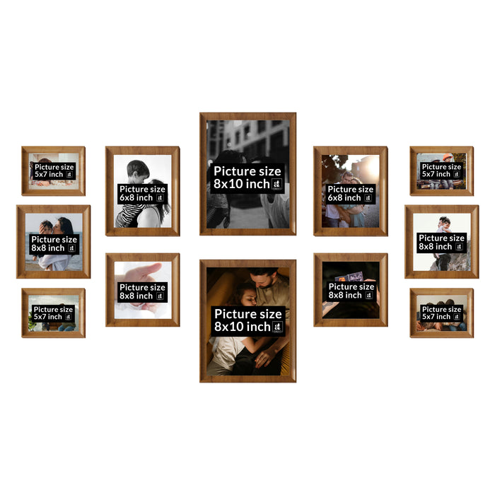 Art Street Set of 12 Zing Premium 3D Photo Frame for Home Décor (Brown, 8x8, 6x8, 5x7 Inches)