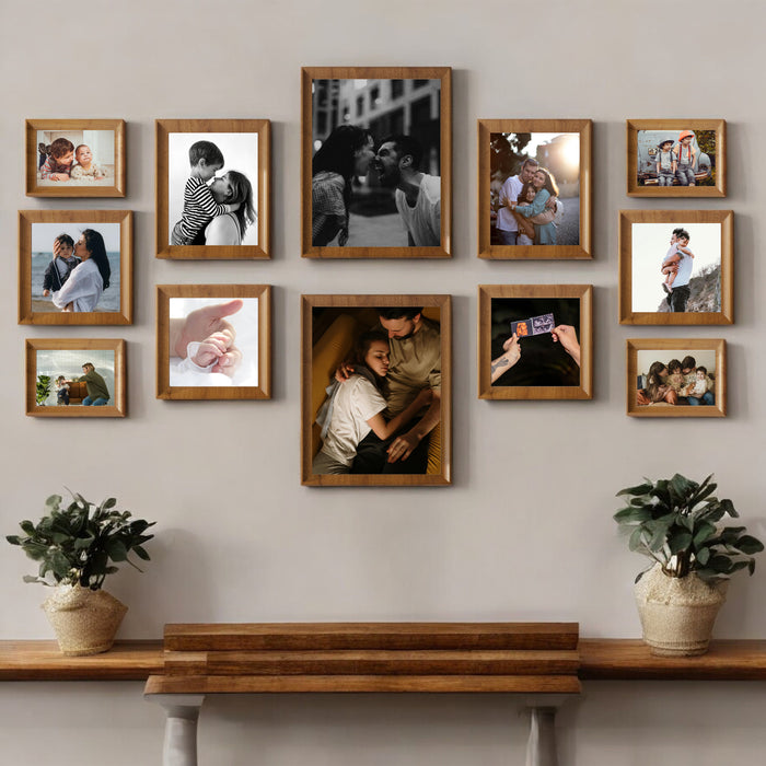 Art Street Set of 12 Zing Premium 3D Photo Frame for Home Décor (Brown, 8x8, 6x8, 5x7 Inches)