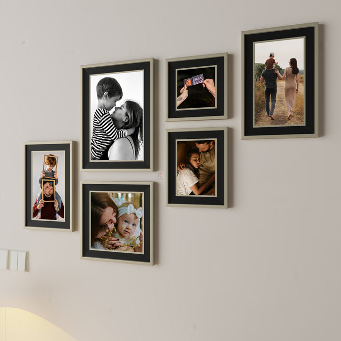 Art Street Set-of 6 Bait Premium 3D Photo Frame for Home Décor (Black-Silver, 8"x12", 6"x10", 8"x8", 5"x5", 5"x7" )