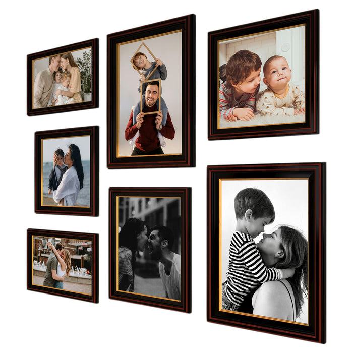 Art Street Set of 7 Progeny Premium 3D Photo Frame For Home Decor  (Black, 6x10, 8x12, 8x8, 8x10 Inches)