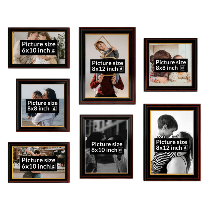 Art Street Set of 7 Progeny Premium 3D Photo Frame For Home Decor  (Black, 6x10, 8x12, 8x8, 8x10 Inches)