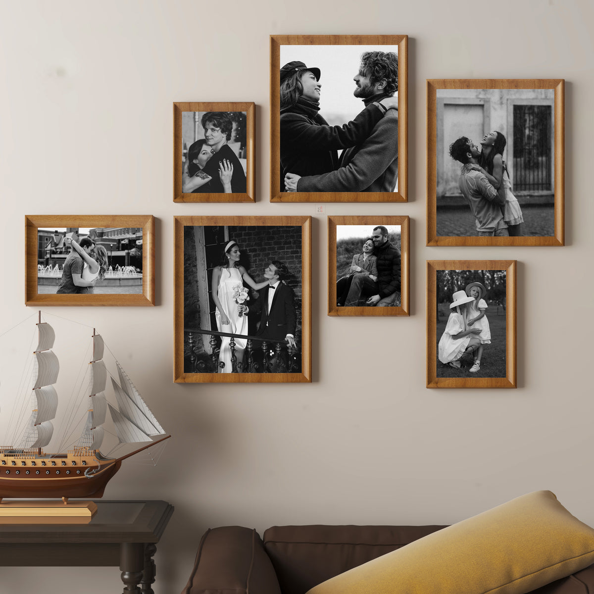Art Street Set of 7 Brood Premium 3D Photo Frame (Silver-Brown