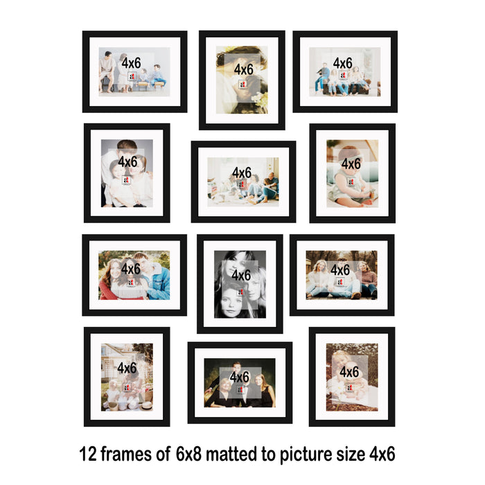 Art Street Decorative Individual Wall Photo Frame - Set of 12 (6"x8" Picture Size matted to 4"x6")