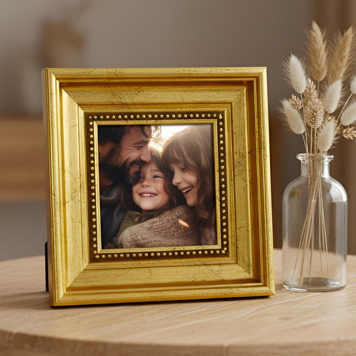 Photo Frame for Tabletop | Plexiglass, Frame for Home and Office Decoration (Golden, 5x5 Inch)