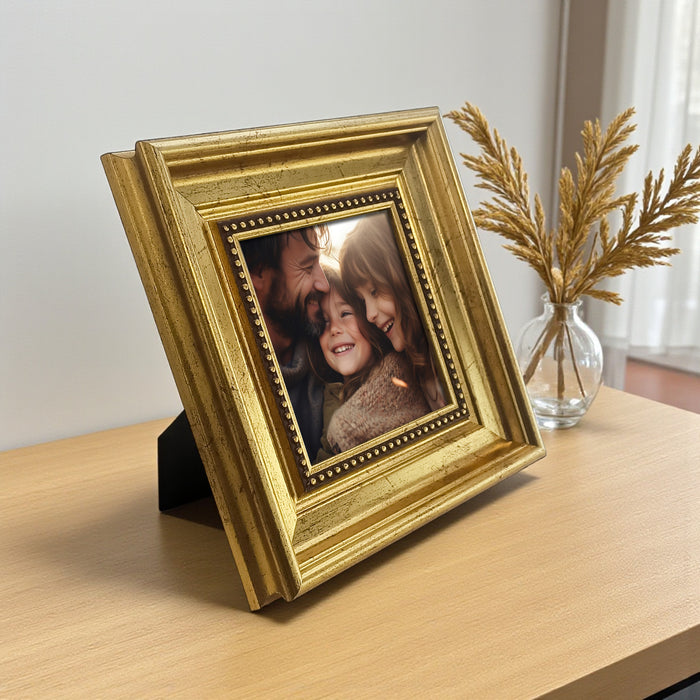 Photo Frame for Tabletop | Plexiglass, Frame for Home and Office Decoration (Golden, 5x5 Inch)