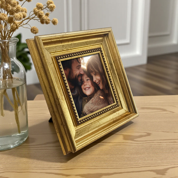 Photo Frame for Tabletop | Plexiglass, Frame for Home and Office Decoration (Golden, 5x5 Inch)