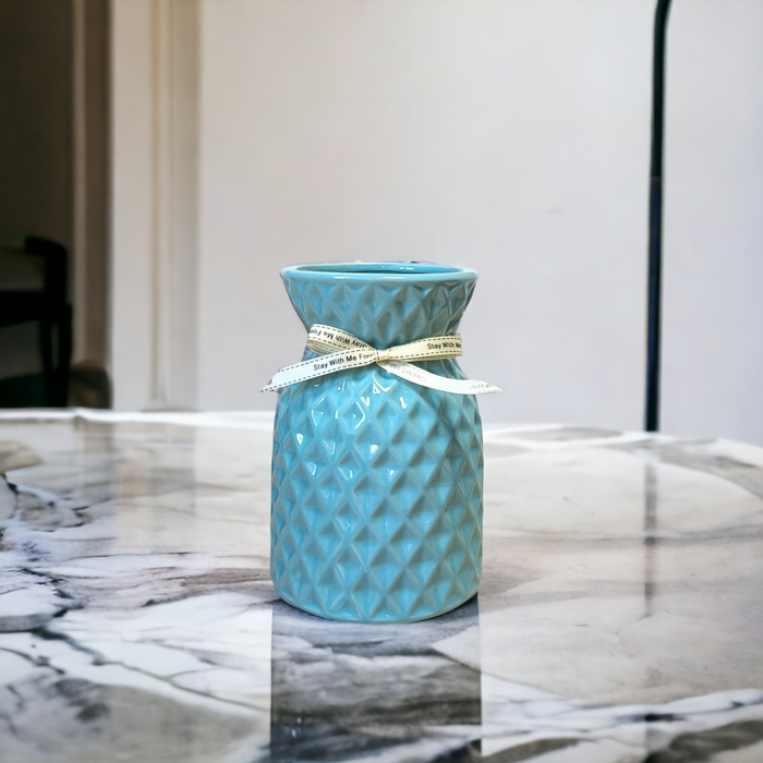 Decorative Ceramic Flower Vase, Grid Design, Modern Vases for Desk Decoration, Classic Flower Pot for Home, Office, Living Room, Bedroom ( Size: 11x18 Cm)