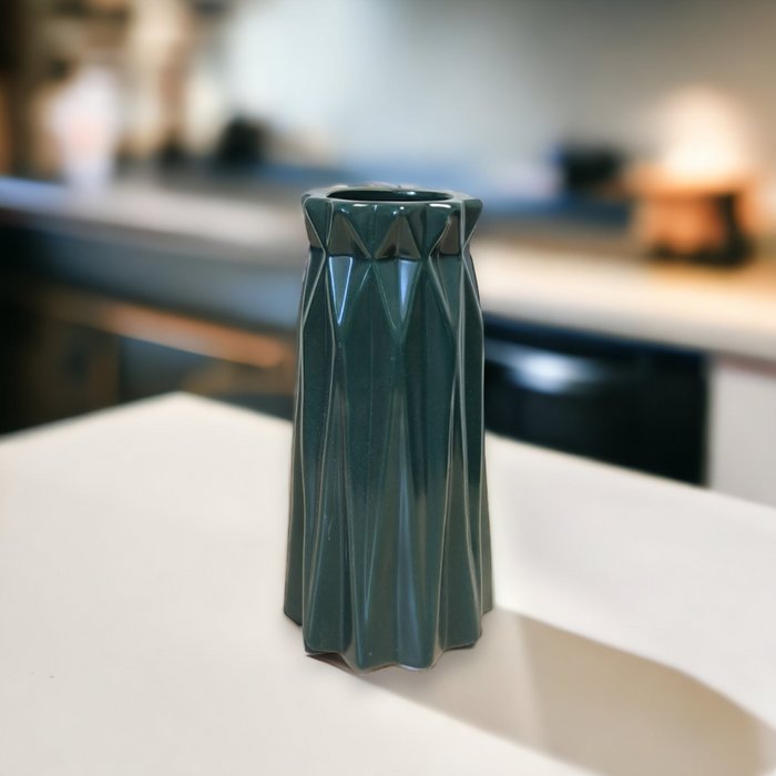 Decorative Ceramic Flower Vase, Origami Pear Shaped Modern Vases for Decoration, Flower Pot for Home, Office, Living Room, Bedroom ( Size: 7x18 Cm)