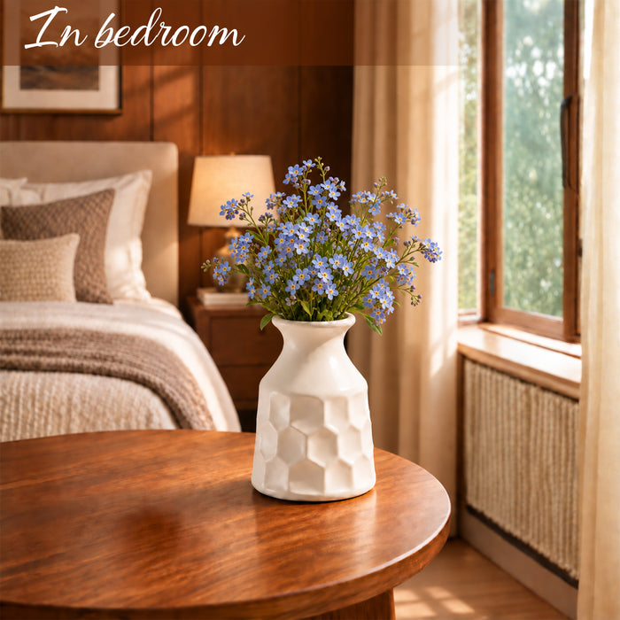 White Plastic Tabletop Flower Vase, Home Decor, Living Room, Bedroom, Office, Decorative Flower Vase, (5.2x4 Inch)