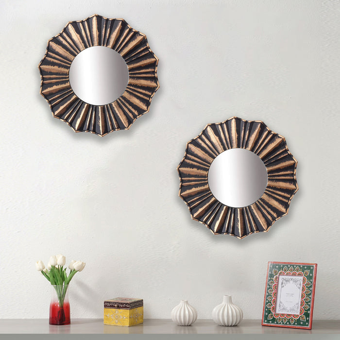 Set of 3 Copper  Mirror Decorative in Round Shape (8 x 8 Inchs)