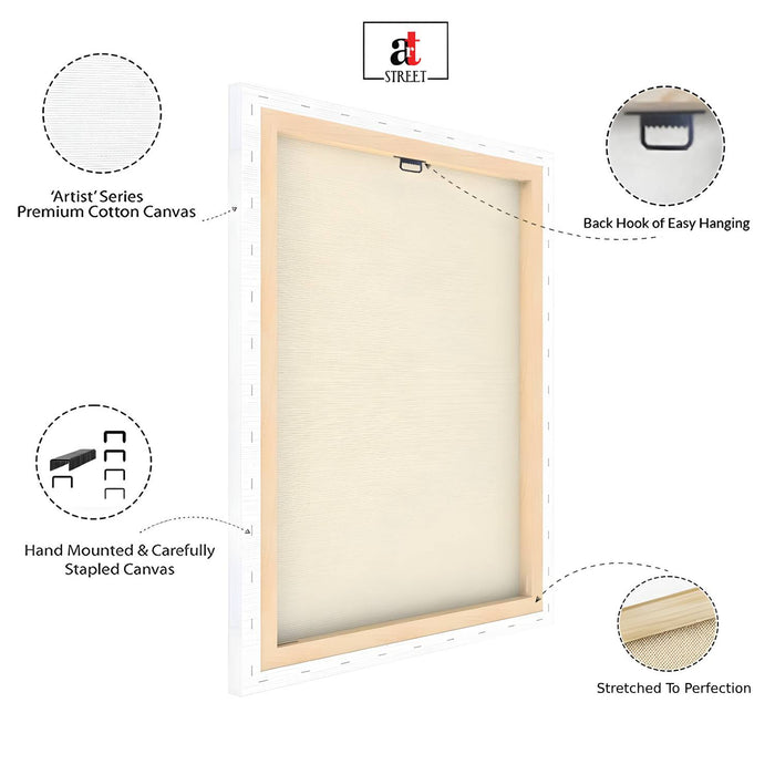 Stretched Canvas Traditional Madhubani Elephant Painting for Wall Decoration 22x22 Inch