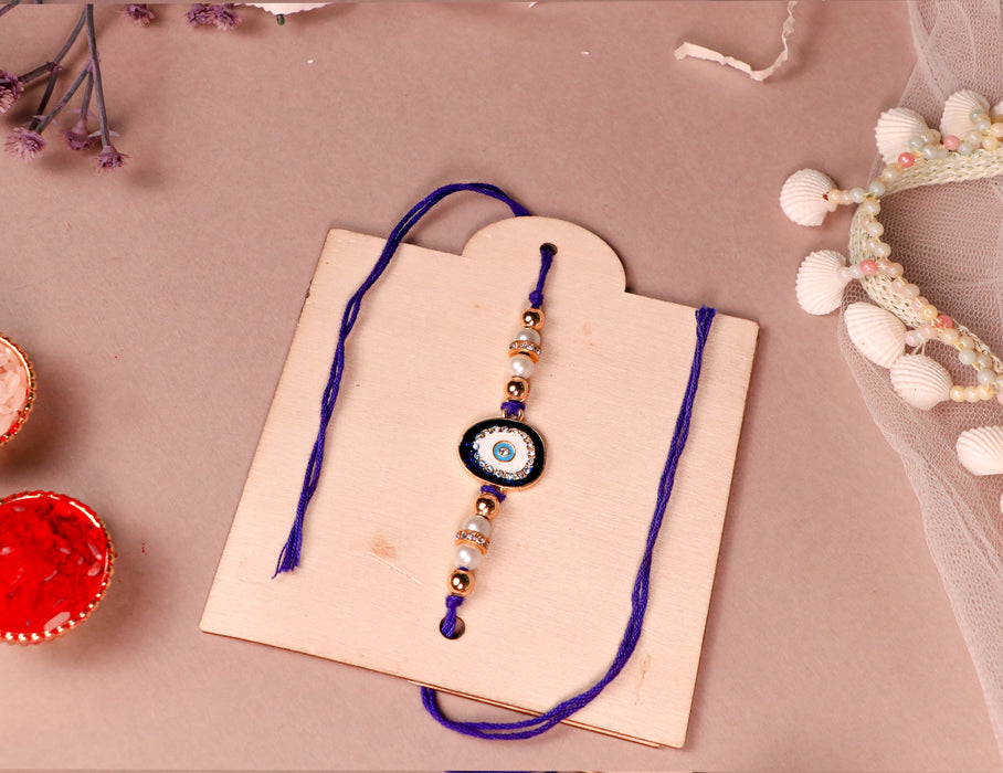 Rakshabandhan Gift Hamper for Brother and Bhabhi, Photo Frame and Serving Tray, Evil Eye Rakhi with Chawal and Roli Gift Set for Celebrate Raksha Bandhan