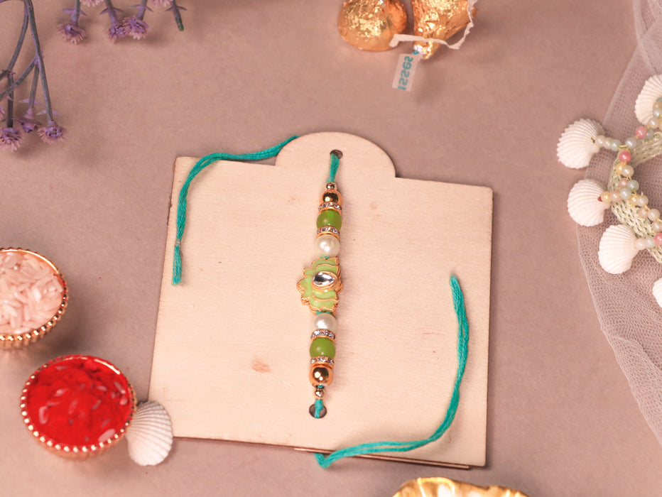 Rakshabandhan Gift Hamper for Brother and Bhabhi, Photo Frame and Serving Tray, Lotus Rakhi with Chawal and Roli Gift Set for Celebrate Raksha Bandhan