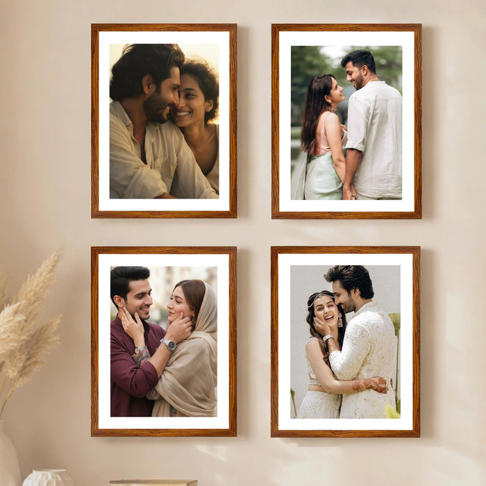 Wooden Photo Frame for living room, Aesthetic Cave Design Photo Frames for Photograph, Art Work, Certificates Set of 4