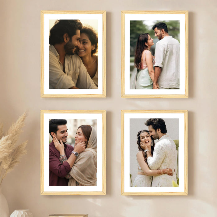 Wooden Photo Frame for living room, Aesthetic Cave Design Photo Frames for Photograph, Art Work, Certificates Set of 4