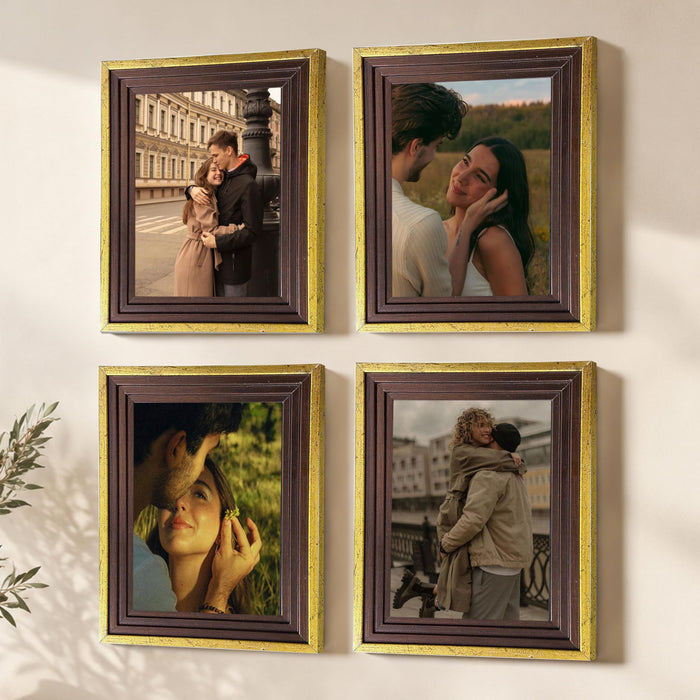 Wooden Photo Frame for living room, Aesthetic Cave Design Photo Frames for Photograph, Art Work, Certificates Set of 4