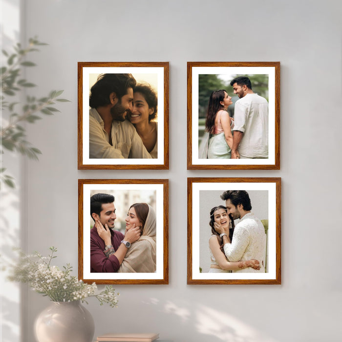 Wooden Photo Frame for living room, Aesthetic Cave Design Photo Frames for Photograph, Art Work, Certificates Set of 4