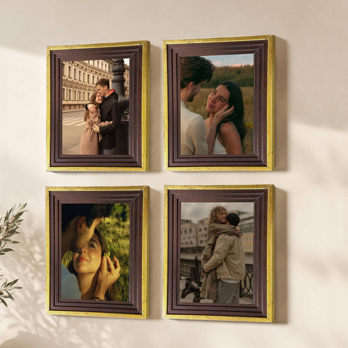 Wooden Photo Frame for living room, Aesthetic Cave Design Photo Frames for Photograph, Art Work, Certificates Set of 4