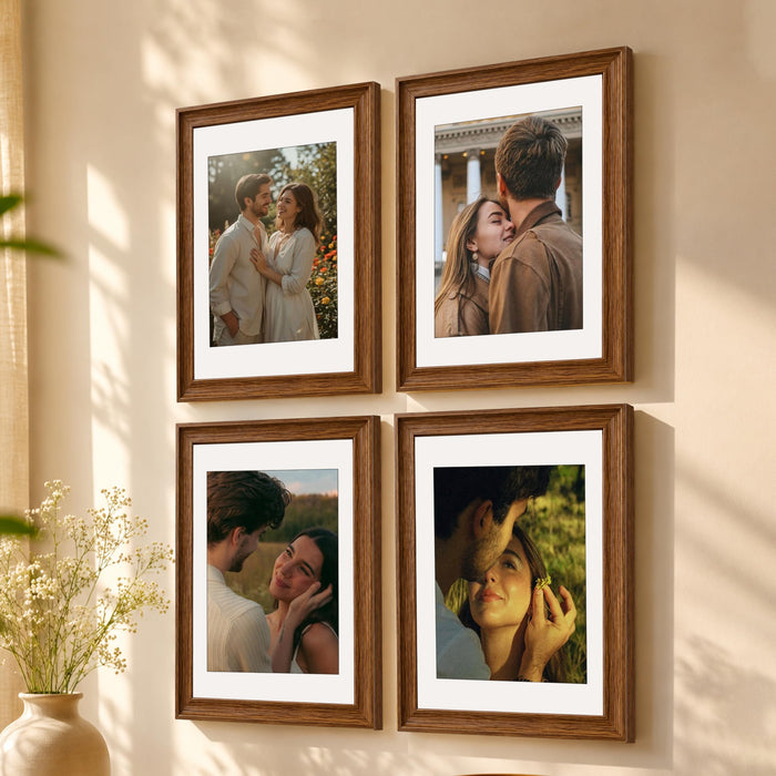 Wooden Photo Frame for living room, Aesthetic Cave Design Photo Frames for Photograph, Art Work, Certificates Set of 4
