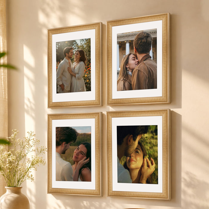 Wooden Photo Frame for living room, Aesthetic Cave Design Photo Frames for Photograph, Art Work, Certificates Set of 4