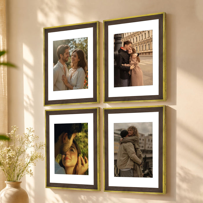 Wooden Photo Frame for living room, Aesthetic Cave Design Photo Frames for Photograph, Art Work, Certificates Set of 4