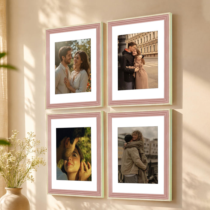 Wooden Photo Frame for living room, Aesthetic Cave Design Photo Frames for Photograph, Art Work, Certificates Set of 4