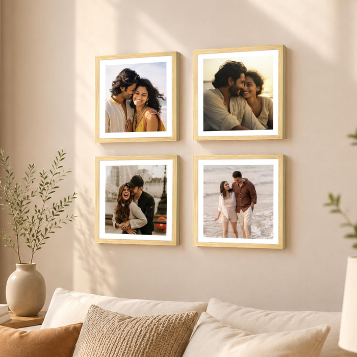 Wooden Photo Frame for living room, Aesthetic Cave Design Photo Frames for Photograph, Art Work, Certificates Set of 4